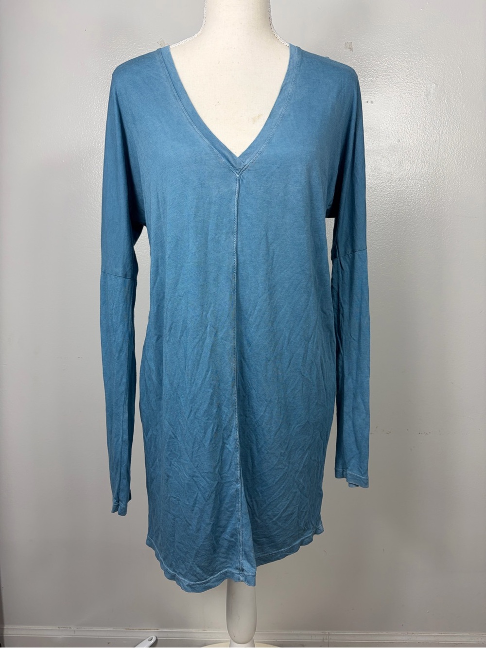 Cotton Citizen Sea Blue V-Neck Long Sleeve Women's mini dress sz XS
